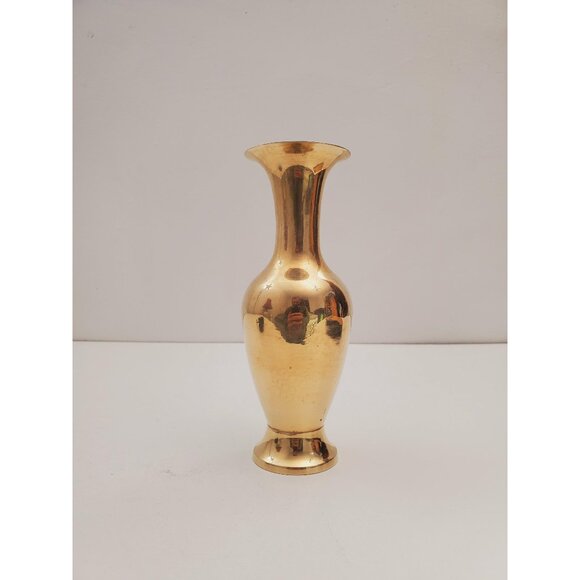 Other - small Vintage Brass Vase - Boho / Eclectic Decor - Decorative Centerpiece Vase